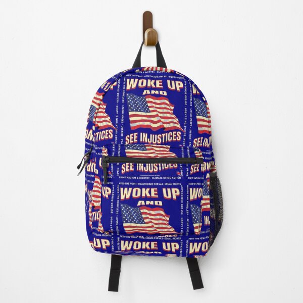 Item preview, PMD00790 Progressive Movement Designs Woke USA American Flag patriotic design shows you support progressive policy goals for progressive Democrats and Independents and Bernie Sanders supporters designed and sold by ProgressiveLeft.