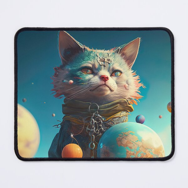Item preview, Environmentalist Cyberpunk Cat celebrating Earth Day - surrealist AI Generated Art designed and sold by Flowsaiartshop.