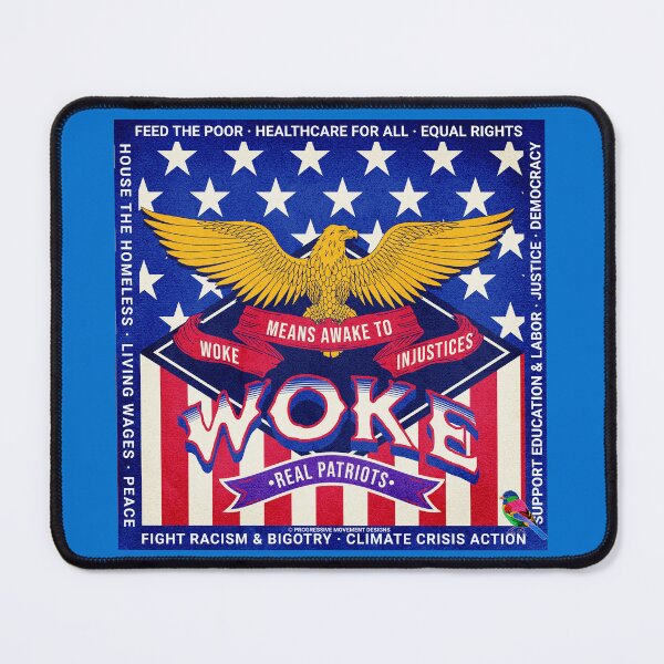 Item preview, PMD00792 Progressive Movement Designs Woke USA American flag eagle patriotic design shows you are woke and support progressive policy goals for Democrats Independents and Bernie Sanders supporters designed and sold by ProgressiveLeft.
