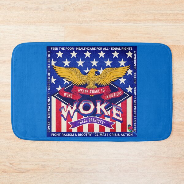 Item preview, PMD00792 Progressive Movement Designs Woke USA American flag eagle patriotic design shows you are woke and support progressive policy goals for Democrats Independents and Bernie Sanders supporters designed and sold by ProgressiveLeft.