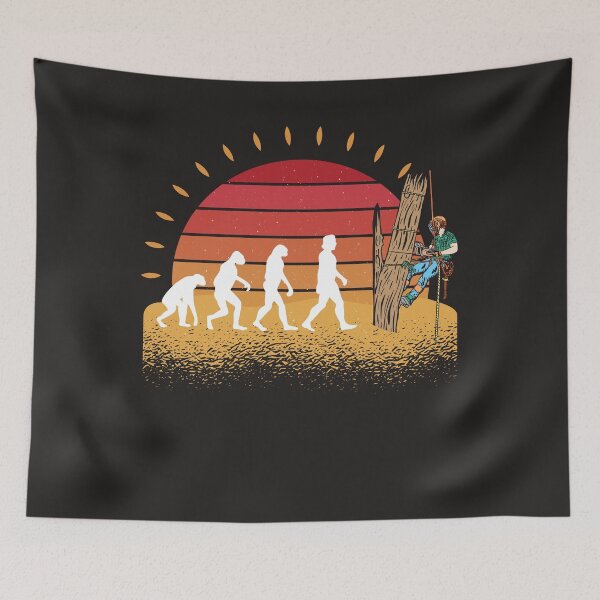 Item preview, Arborist Evolution Vintage Sunset Art For Tree Trimmer designed and sold by MrEddie10.