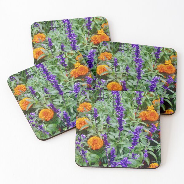 Item preview, Marigolds and purple flowers designed and sold by Shulie1.