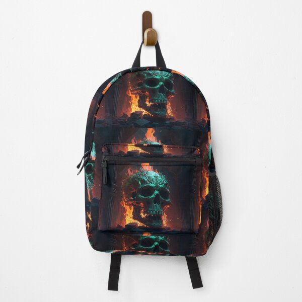 Item preview, Burning skull in ancient ruins designed and sold by Krystmiks.