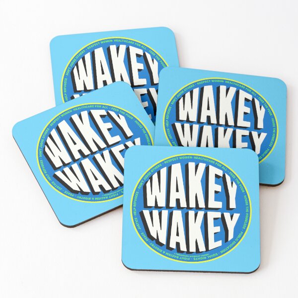 Item preview, PMD00793 Progressive Movement Designs Wakey Wakey funny Wake Up America design shows you are woke and support progressive policy goals for Democrats Independents and Bernie Sanders supporters designed and sold by ProgressiveLeft.