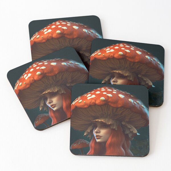 Item preview, Lady Amanita: A Whimsical Creature with a Mushroom Hat designed and sold by EmeraldeaArt.