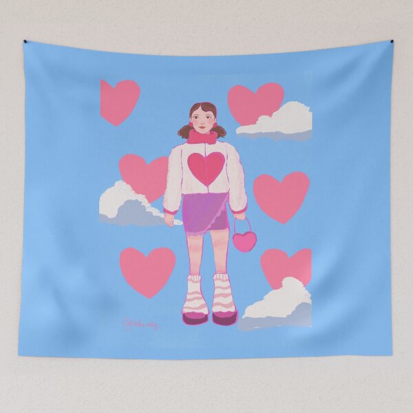 Item preview, girl with hearts and clouds designed and sold by uchix.