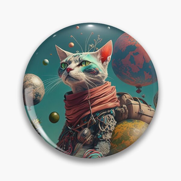 Item preview, Environmentalist Cyberpunk Cat celebrating Earth Day - surrealist AI Generated Art designed and sold by Flowsaiartshop.