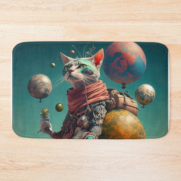Item preview, Environmentalist Cyberpunk Cat celebrating Earth Day - surrealist AI Generated Art designed and sold by Flowsaiartshop.
