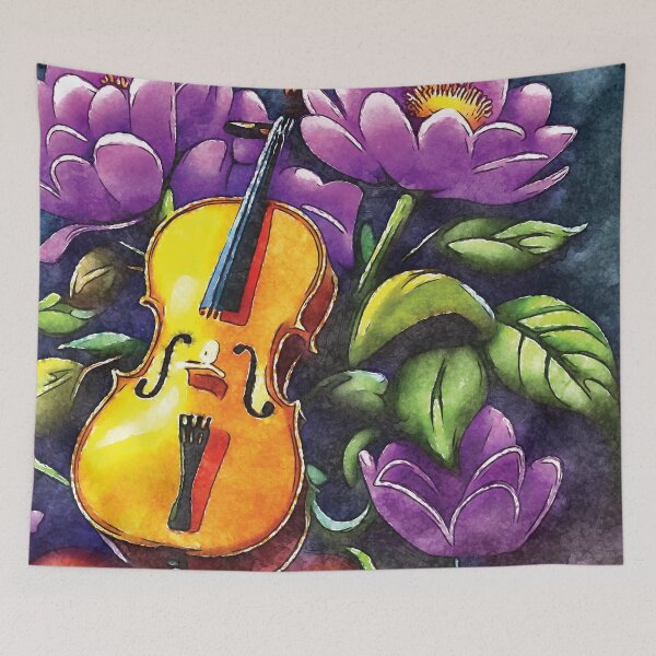Item preview, Cello with floral background designed and sold by piesdesignart.