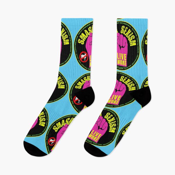 Item preview, PMD00795 Progressive Movement Designs Live Woke Smash Sexism feminist protest fist design shows you are woke and support progressive goals for Democrats Independents and Bernie Sanders supporters designed and sold by ProgressiveLeft.
