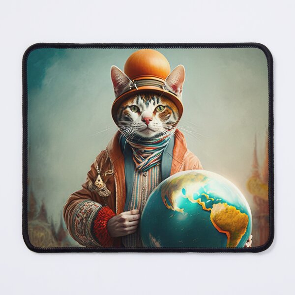 Item preview, Environmentalist Cyberpunk Cat celebrating Earth Day - surrealist AI Generated Art designed and sold by Flowsaiartshop.