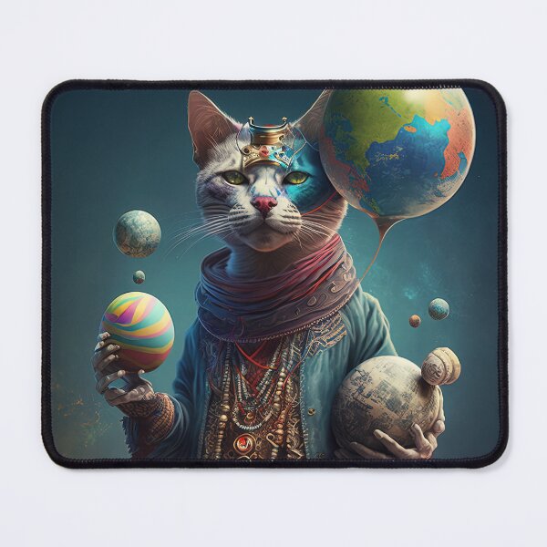 Item preview,  Environmentalist Cyberpunk Cat celebrating Earth Day - surrealist AI Generated Art designed and sold by Flowsaiartshop.