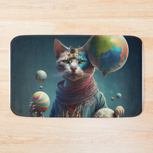 Item preview,  Environmentalist Cyberpunk Cat celebrating Earth Day - surrealist AI Generated Art designed and sold by Flowsaiartshop.