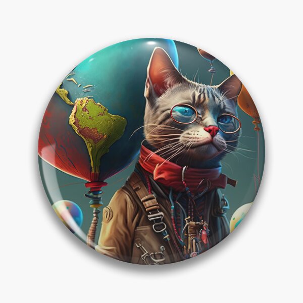 Item preview,  Environmentalist Cyberpunk Cat celebrating Earth Day - surrealist AI Generated Art designed and sold by Flowsaiartshop.