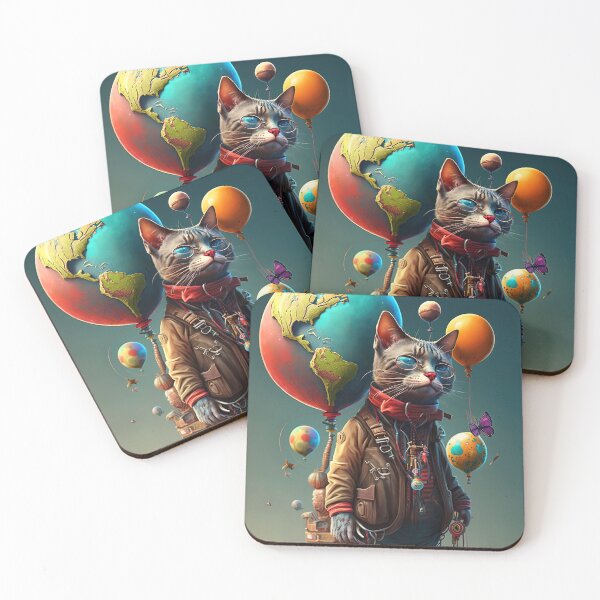 Item preview,  Environmentalist Cyberpunk Cat celebrating Earth Day - surrealist AI Generated Art designed and sold by Flowsaiartshop.