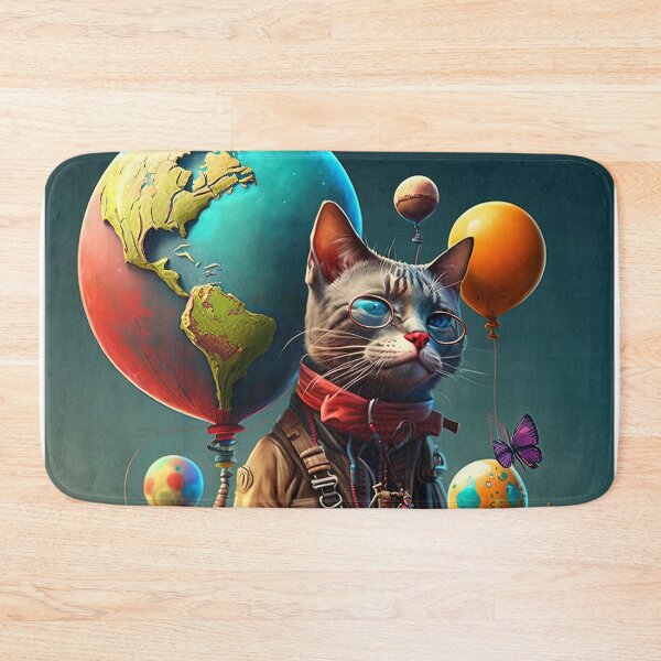 Item preview,  Environmentalist Cyberpunk Cat celebrating Earth Day - surrealist AI Generated Art designed and sold by Flowsaiartshop.