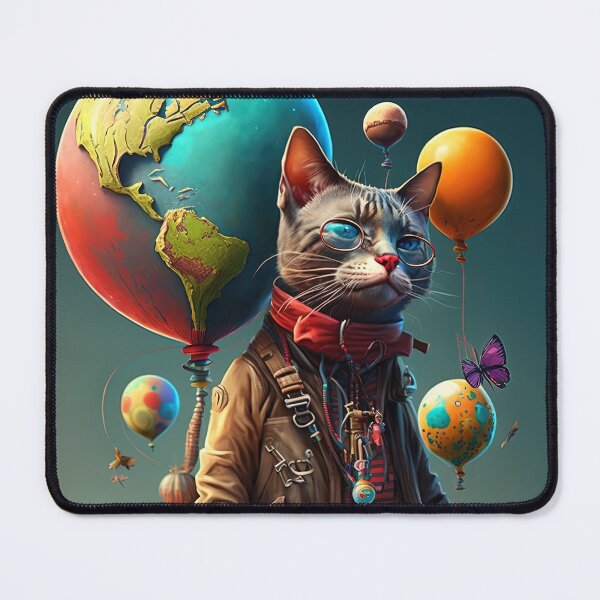 Item preview, Environmentalist Cyberpunk Cat celebrating Earth Day - surrealist AI Generated Art designed and sold by Flowsaiartshop.