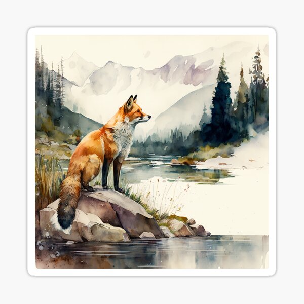 Item preview, fox watercolor designed and sold by shokA Design.