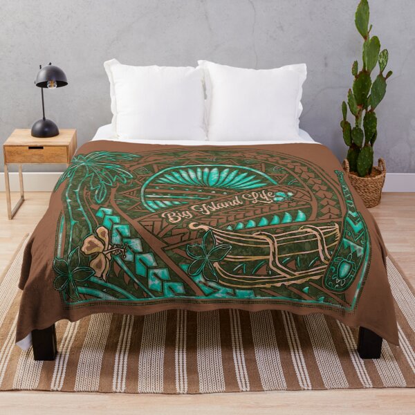 Item preview, Big Island Outrigger Canoe Teal Tribal With Slight Faded Halftone Edges designed and sold by sunnthreads.