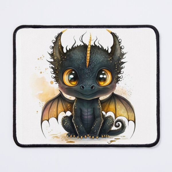 Item preview, Super Cute Little Baby Dragon Black and Gold designed and sold by adlydesigns.