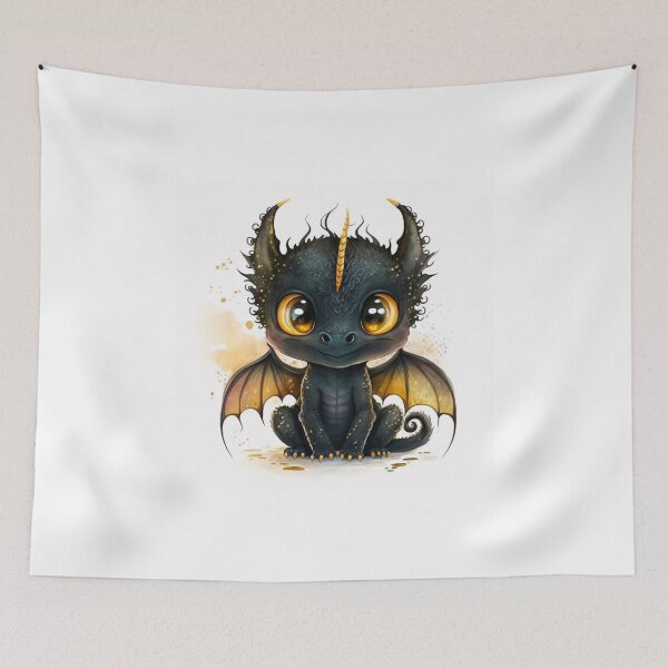 Item preview,  Super Cute Little Baby Dragon Black and Gold designed and sold by adlydesigns.