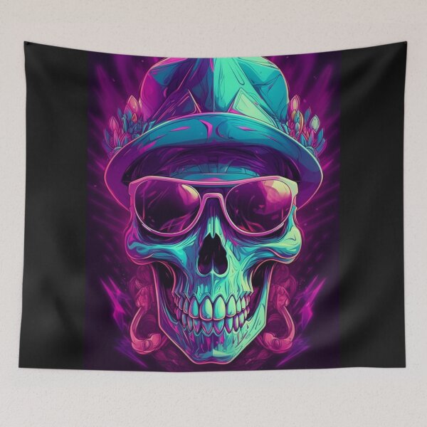 Item preview, Whimsical Psychedelic Skull Madhatter Skeleton Art Graphic Design V.37 designed and sold by Pexelpanoramas.