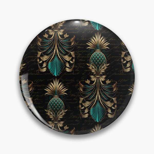 Item preview, Art Deco Exotic Pineapple Design Turquoise Teal Gold designed and sold by artsandsoul.
