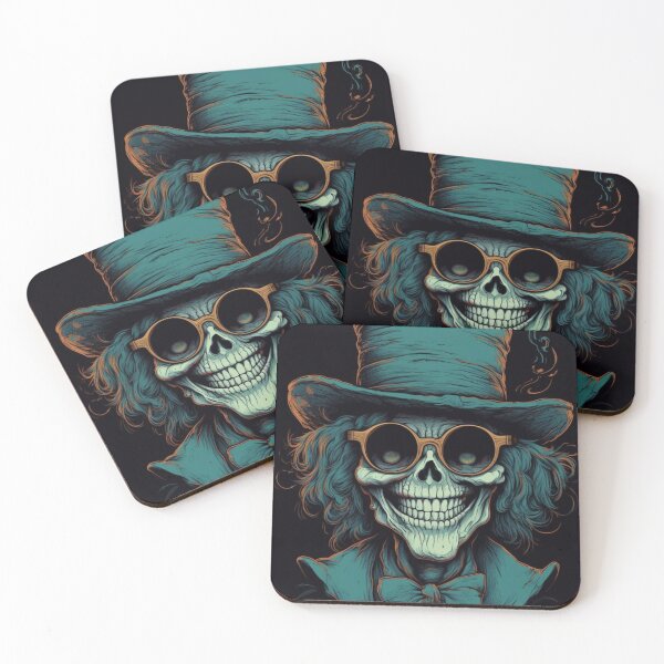Item preview, Whimsical Psychedelic Skull Madhatter Skeleton Art Graphic Design V.38 designed and sold by Pexelpanoramas.