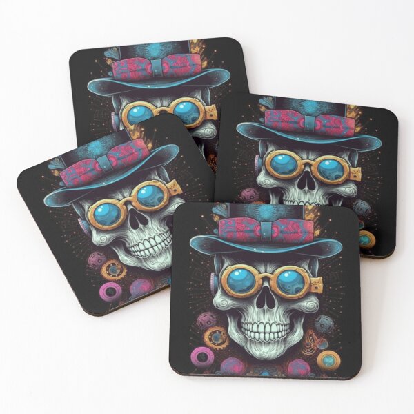 Item preview, Whimsical Psychedelic Skull Madhatter Skeleton Art Graphic Design V.40 designed and sold by Pexelpanoramas.