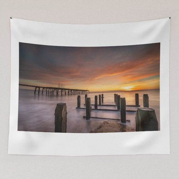 Item preview, Winter Sunrise Over Claremont Pier on Lowestoft Beach designed and sold by dp-images.