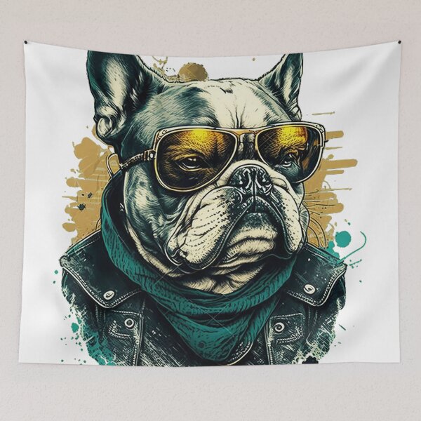 Item preview, Biker Bulldog with sunglasses and leather jacket designed and sold by TylerBurst.
