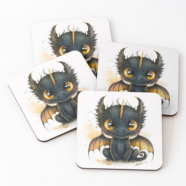 Item preview,  Super Cute Little Baby Dragon Black and Gold designed and sold by adlydesigns.