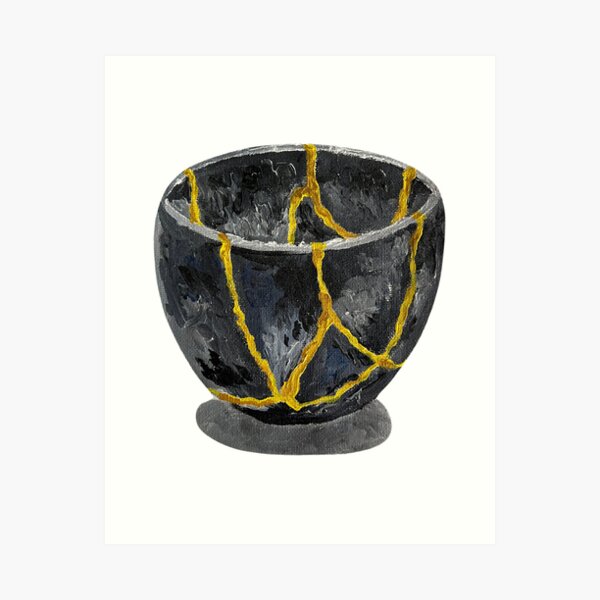 Kintsugi Bowl and Vases 3D model