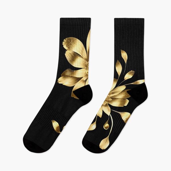 Item preview, Vivid gold flowers on black designed and sold by FGCART.