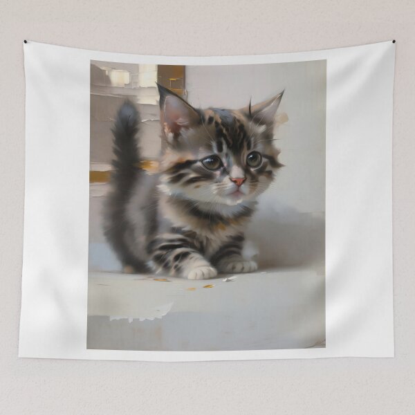 Item preview, Feline Intensity: A fierce kitty oil painting designed and sold by KH-GardenEden.