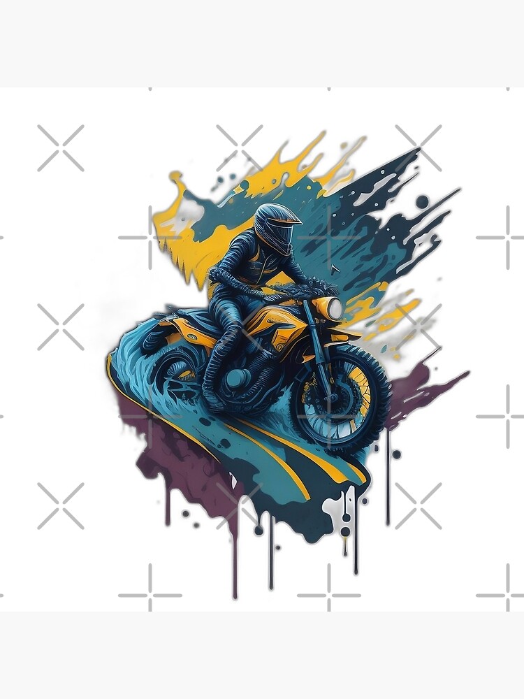 Motocross, colorido, motocicleta, graffiti, ilustración' Pegatina