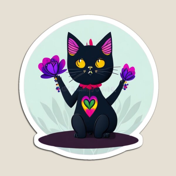 Item preview, Black cat with flowers designed and sold by Pawsitively  Purrfect.