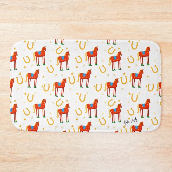 Artikelvorschau, Funny horse red- white background- with stars and green boots pattern entworfen und verkauft von Studio Lydia Lovely.