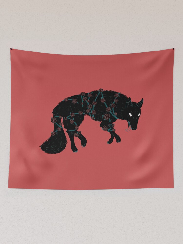 Thumbnail 2 of 3, Tapestry, Tangled Black Wolf designed and sold by deadlydarlingKV.