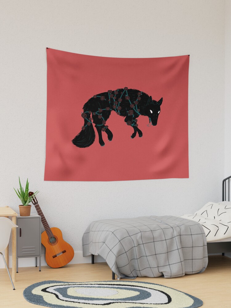 Thumbnail 1 of 3, Tapestry, Tangled Black Wolf designed and sold by deadlydarlingKV.