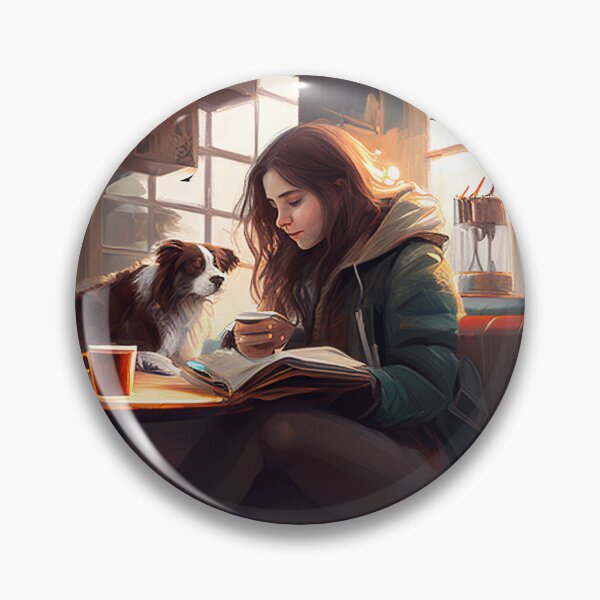 Item preview, Morning at a café with a book and a dog designed and sold by Krystmiks.