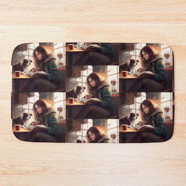 Item preview, Morning at a café with a book and a dog designed and sold by Krystmiks.