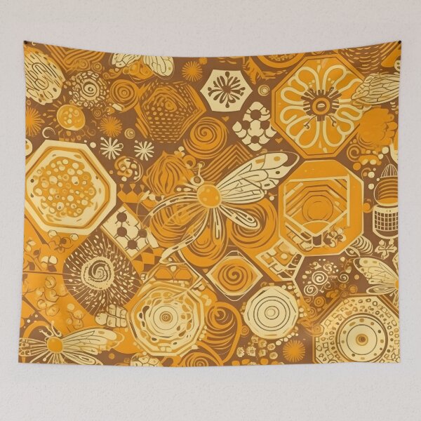 Item preview, Beautiful Abstract Honeycombs Bees Pattern designed and sold by PatternBestFan.