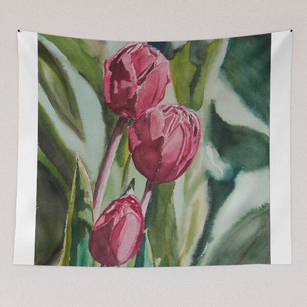 Item preview, Red Tulips Watercolour Painting designed and sold by Monika's Painting.