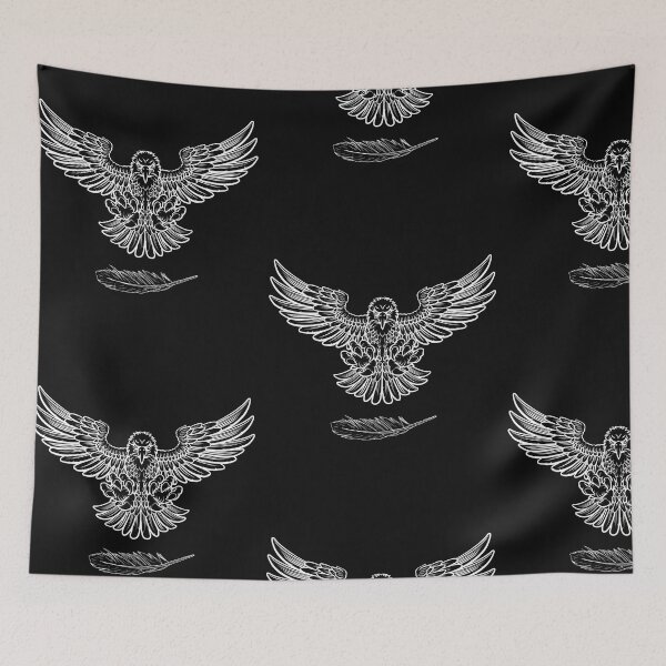 Item preview, Brave Eagle Hunting White Line Drawing Design designed and sold by EarthArtDesigns.