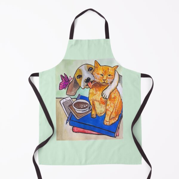 Item preview, Cat and dog friends, gouache painting designed and sold by altairaleon.
