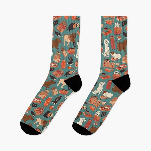 Item preview, Books And Coffee And Dogs And Social Justice. Cartoon pattern designed and sold by TheInspiredAI.