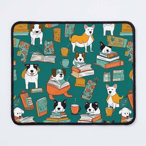 Item preview, Books And Coffee And Dogs And Social Justice. Cartoon pattern designed and sold by TheInspiredAI.
