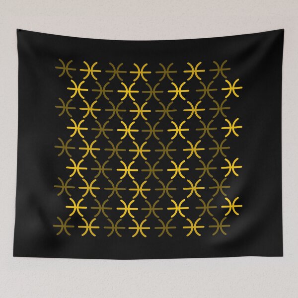 Item preview, Golden yellow pisces sign, astrology zodiac symbol black background designed and sold by Stéphane  Thirion.