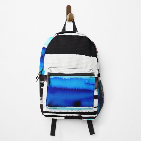 Item preview, Horizontal Abstract with Black White Blue Stripes designed and sold by Wall-Art-Design.